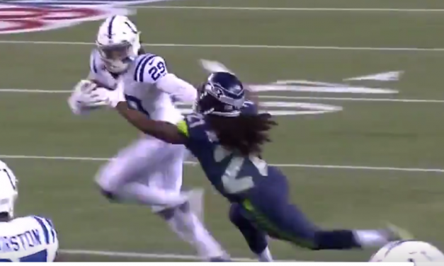 Malik Hooker destroys Seahawks RB with stiff-arm on INT return (VIDEO)